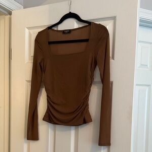 Chic Long Sleeve Brown Top